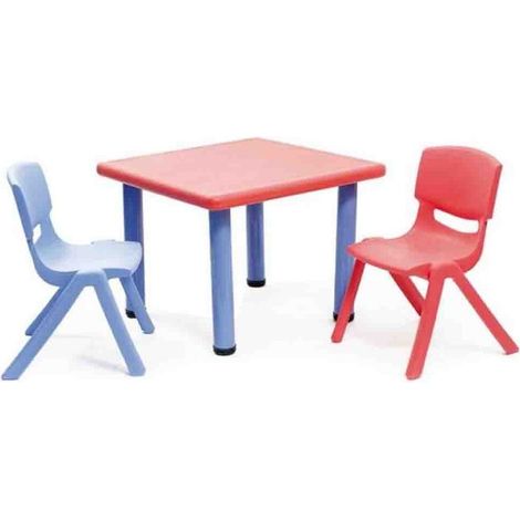 Tavolo Bambini Rosso 62x62x52 cm Altezza Regolabile Acciaio (1/4)