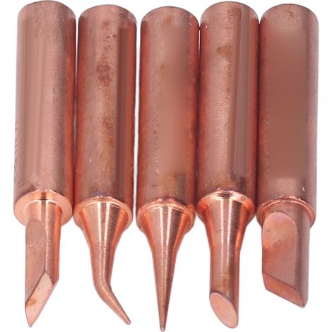 Lot de 5 embouts de fer à souder C900MT en cuivre pour soudure et réparation, pointes plates courbes et fer à cheval 100-500°C (1/5)