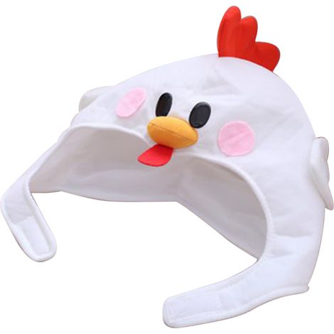 Chapeau Plumeux Blanc Confortable en Forme de Poussin Chaud pour Faire du Shopping (1/5)