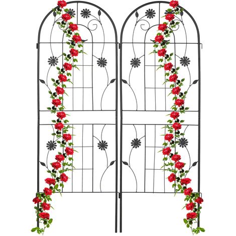 Relaxdays Rankgitter, 2er Set, HxB 150 x 50 cm, Metall, Rankhilfe für Kletterpflanzen, freistehend, zum Stecken, schwarz