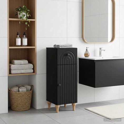 vidaXL Mobiletto da Bagno ALKMAAR Nero 30 x 31 x 80 cm