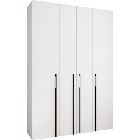 Armario Hartford 570, Blanco, 246x170x52cm, Puertas de armario: Con bisagras, Número de estantes: 12 (1/5)
