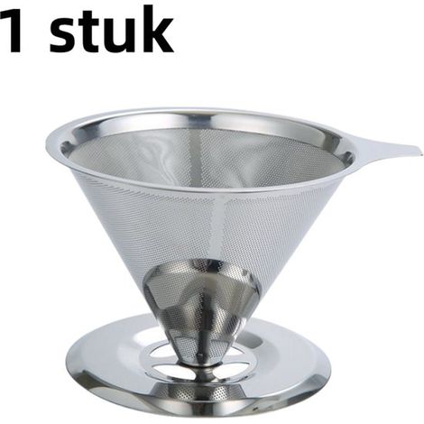 pièce - Filtre à café - Filtre en acier inoxydable - Filtre verseur manuel avec entonnoir ultra-fin - Argent (1/5)