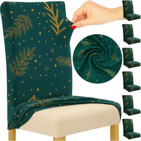 Elastische weihnachtsstuhlhussen grun 6er set