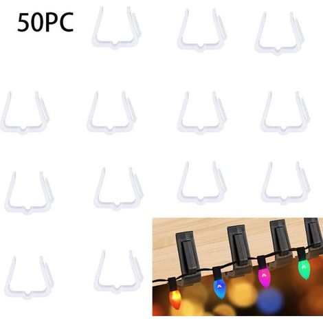 50 crochets de fixation pour décorations de Noël, clips pour guirlandes lumineuses, crochets pour éclairage, crochets pour briques, clips pour éclairage de Noël (1/5)