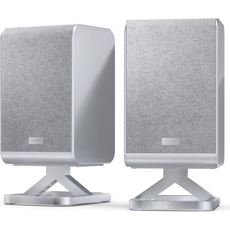 SHARP HT-SPR52021SL Coppia de Diffusori posteriori wireless 1.0.1 da collegare alla barra de Q Sound per un'esperienza migliorata, suono surround, Dolby Atmos e DTS:X, P. Maxima 200W, Grigio