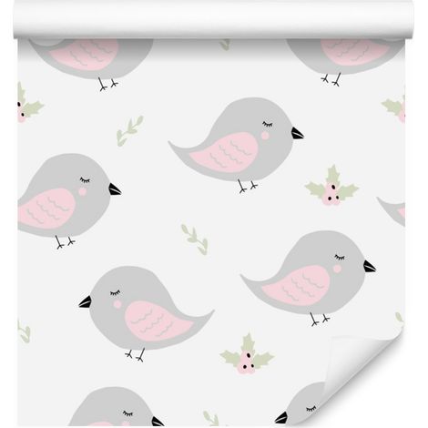 Carta da parati con uccelli e piante per soggiorno e camera da letto, 50x1000 cm (1/5)