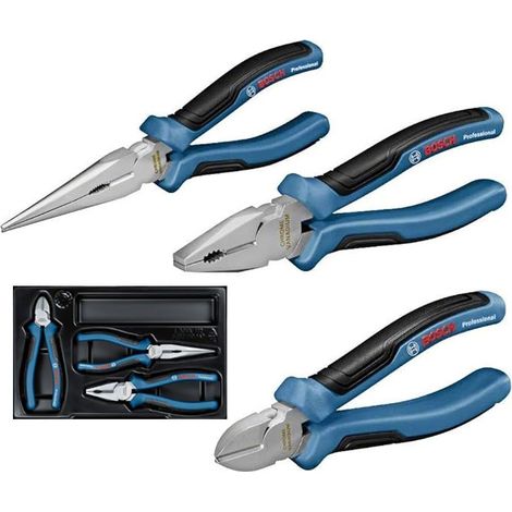 Bosch 1600A016BG 3PC Professional Pliers Set Combination Needle Nose Side Cutter (1/5)