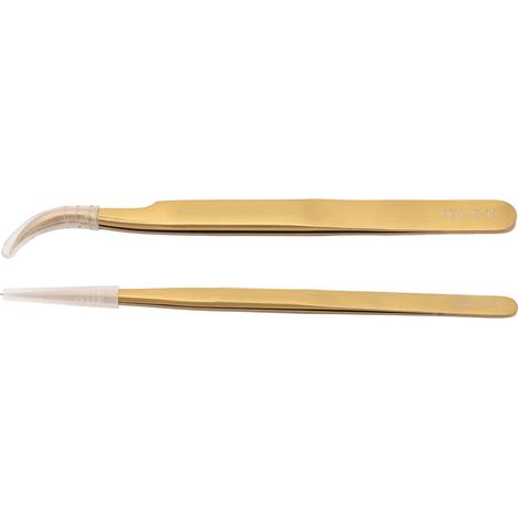 Tweezer Set Aluminum Alloy Curved Straight Head Anti Magnectic Accuracy Tweezer for PCB Soldering Golden