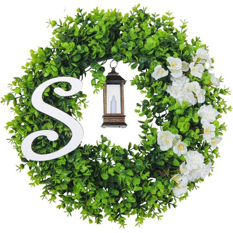 Guirlande Lumineuse - Couronne Décorative En Eucalyptus - Pour Porte Intérieure Extérieure - Décoration Festive Noël - 1 Pièce (1/5)