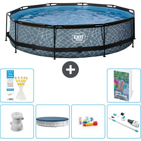 Exit Pool Rund - Steinoptik - 360x76 cm - 7-teilig S269