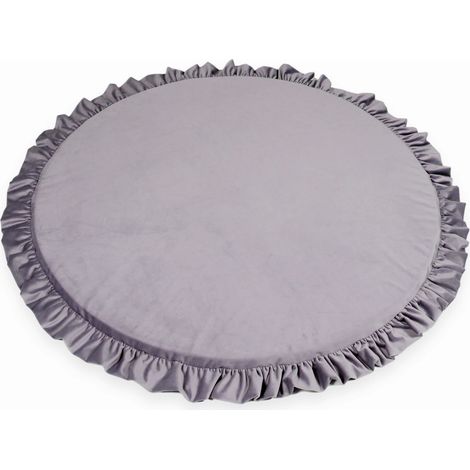 Alfombra de juego para niños redonda de 100cm con volantes, Terciopelo Lila