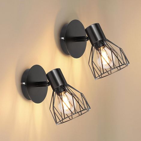 Lámpara de pared interior ajustable, color negro, juego de 2 piezas, perfecta para salones, pasillos, tiendas y dormitorios (bombilla no incluida). (1/4)
