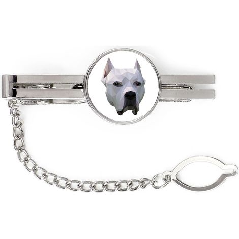 Cane Argentino, Dogo Argentino - fermacravatta geometrico con foto e scritta Art-Dog (1/4)