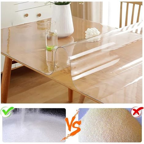 Nappe de Table en 2mm PVC Transparent Facile à Nettoyer Imperméable pour la Maison et la Cuisine 60 x 100 cm, Transparente (1/5)
