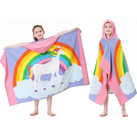 Toallas infantiles de algodón con capucha  Súper suaves, gruesas y súper absorbentes  127 x 76,2 cm  Toallas de playa y baño para niñas y niños de 3 a 12 años, color rosa