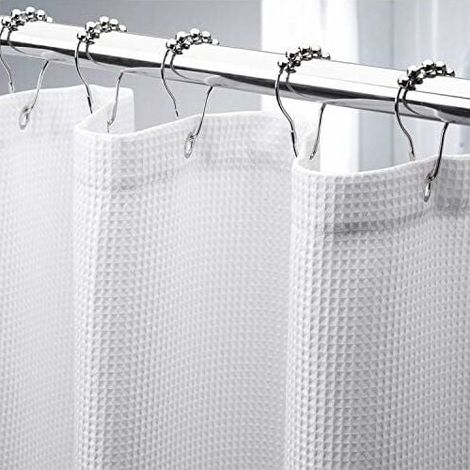 Rideau de douche gaufré 180x180CM, rideaux de douche en tissu résistant avec tissage gaufré rideaux de douche de salle de bain de qualité hôtelière (1/5)