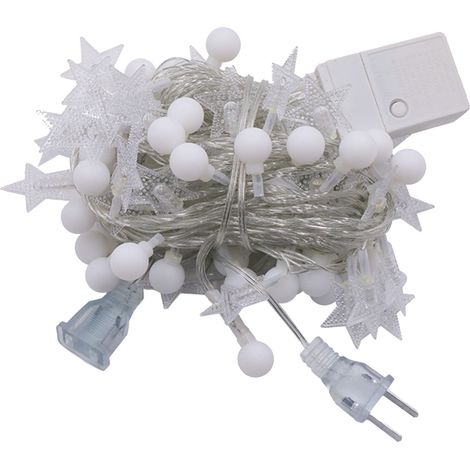 Guirlande lumineuse LED extérieur étoiles et boules étanche IP42 plastique décoration camping fête ambiance chaleureuse facile à installer (1/5)
