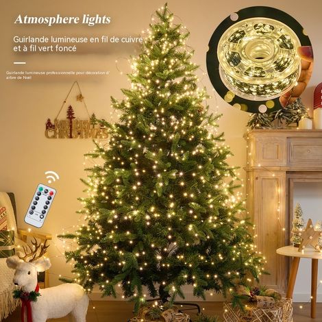 Guirlande lumineuse LED fil de cuivre vert foncé 50m 500 lampes, lumière chaude 2600K, 36V, décoration de sapin et couronne de Noël (1/3)