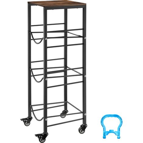 Mophorn Estante para Botellones de Agua, Soporte con Ruedas y Freno para 3 Garrafas, Estantería con Estante Superior, Organizador de Almacenamiento para Oficina, Comedor y Sala de Estar (1/5)