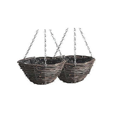 2 Stück 20 cm Hängeblumentöpfe, handgefertigt aus Rattan, Hängekörbe für die Balkon- und Hausdekoration