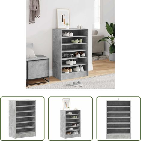 vidaXL Étagères chaussures - Armoire à chaussures Gris béton 60x35x92 cm Bois d’ingénierie (1/5)