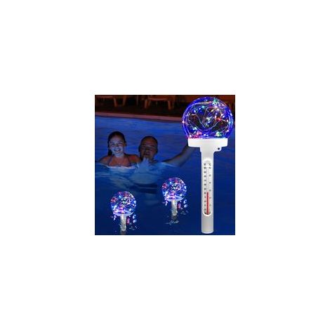 Thermomètre Piscine Flottant,LED Colorée Thermomètre Piscine Solaire,Thermomètre de Piscine Facile à Lire la Nuit,Thermomètre de l'Eau pour Piscine avec Lumières Célestes,Thermomètre pour Spa