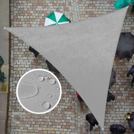 Auvent triangulaire imperméable, 3x3x3 mètres, toile d'ombrage, convient à une utilisation extérieure, gris. (1/5)