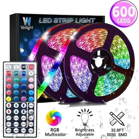 Bande lumineuse  - 5M - 300 LED RGB SMD 3528 - Télécommande IR - Multicolore (1/4)