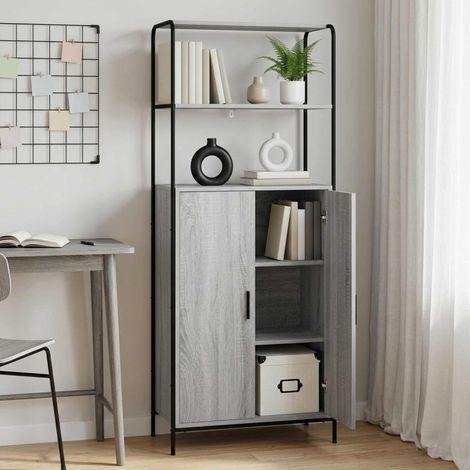 vidaXL Aparador alto Sonoma gris 40 x 33 x 161 cm Madera de ingeniería (1/5)