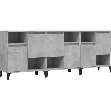 Credenza buffet cassettiera mobile contenitore organizer cucina soggiorno soggiorni 3 pz 60 x 35 x 70 cm derivati del legno grigio 020037118