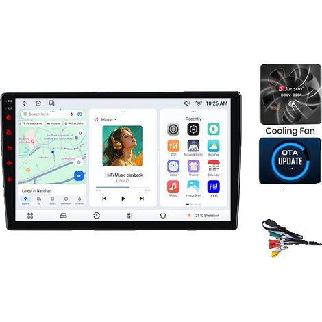Autoradio, Écran Tactile, Lecteur Audio, Compatible avec Peugeot 407 2004 - 2011, Navigation GPS Android avec Ventilateur de Refroidissement Intégré, V7 (6 Go-128 Go) (1/2)