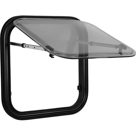 Fenêtre pour camping-car avec rideau occultant, angle d'ouverture de 75°, découpe H 500 mm x l 500 mm, fenêtre à ouverture par pression pour camping-car, caravane ou fourgon aménagé (1/5)