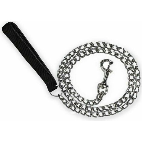 Laisse Chaîne Chien en Acier Laisse du Chien Robuste Poignée en Cuir PU pour Chien 120CM (1/5)