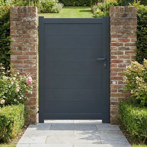 Portillon en aluminium plein lame XXL H 1m60 x P 1m Gris 7016 (1/5)