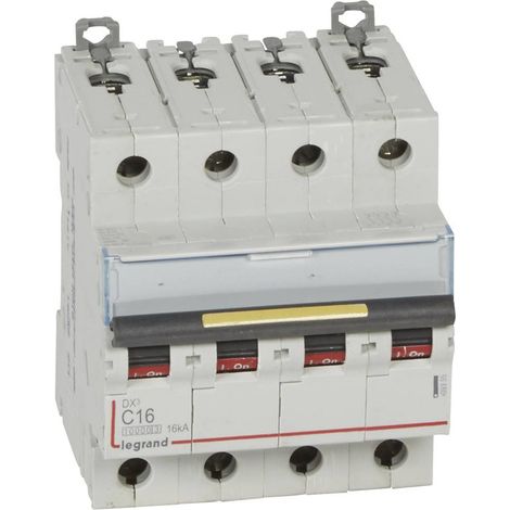 Disjoncteur DX³10000 16kA arriv haute / départ bas Vis 4P 16A courbe C 4 modules