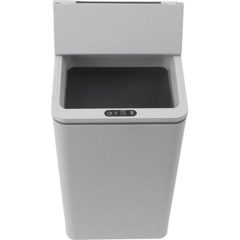 9-Liter-Abfalleimer mit intelligenter Sensortechnik, faltbarem Deckel, USB-Ladefunktion, Grau, für Schlafzimmer, Badezimmer, Büro (1/5)