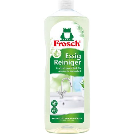 Frosch Detergente per aceto, detergente multiuso resistente contro calcare, macchie d'acqua e residui di sapone per cucina, bagno e WC, confezione da 1 (1 x 1000 ml) (1/3)