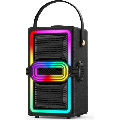 Enceinte Bluetooth 120 W de Pico sans fil TWS, enceintes portables pour fêtes en plein air avec caisson de basses, lumières LED colorées, pour la maison, le camping (Noir) (1/5)