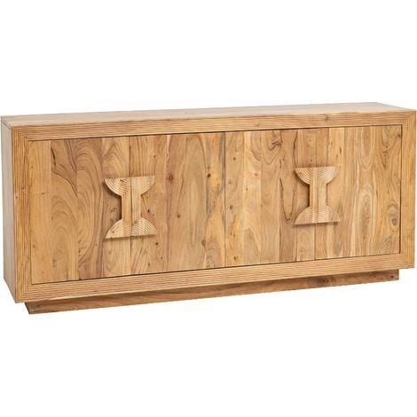 Made In Meubles – Buffet en bois d'acacia massif 76x175x40 cm – Style contemporain scandinave – Espace de rangement élégant pour salon et salle à manger (1/5)