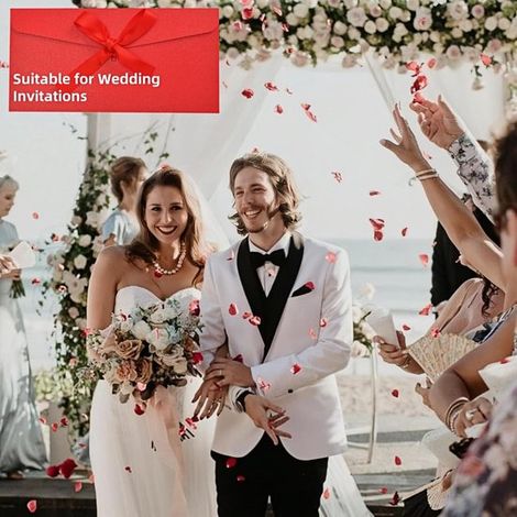 10 buste - Mini buste - Chiusura con fiocco - Per biglietti, regali e matrimoni - Rosse (1/4)