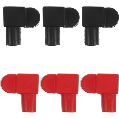 Cache-bornes de Batterie Voiture Moto, Lot 6 Pièces Rouge et Noir, Revêtement Isolant en Caoutchouc, Protection Anti-poussière et Étanche, Compatible Accessoires (1/5)