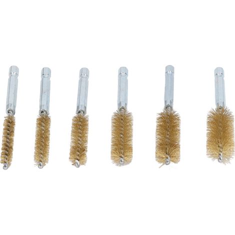 6 Brosses en Laiton pour Perceuse, Tige Hexagonale 1/4", Idéales pour Nettoyage et Décapage, Résistantes à la Corrosion (1/5)