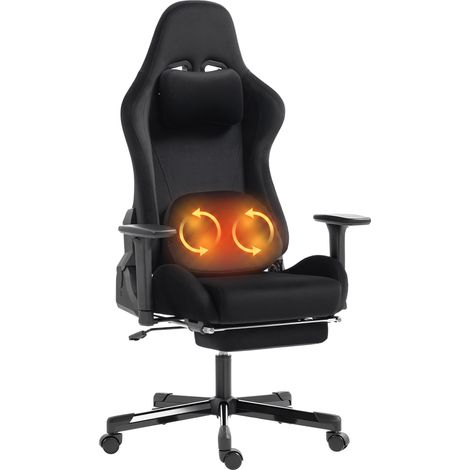 Ergonomischer Gaming-Stuhl mit Massagefunktion, Liegefunktion und 3D-Armlehnen – Schwarz (1/5)