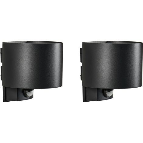 Conjunto de 2 lámparas LED de pared exterior con sensor de movimiento iluminación moderna de aluminio negro Moray (1/5)