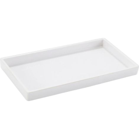 Plateau De Salle De Bain - En Mélamine - 22 X 12 X 2 Cm - Pour Accessoires De Toilette Et Bijoux - Blanc - 1 Pièce (1/5)