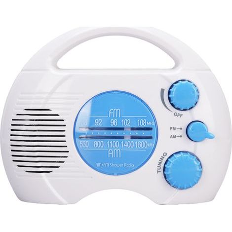 Waterproof shower radio, Adjustable volume AM/FM, Bathroom, Portable, Easy setup, Blue (1/5)