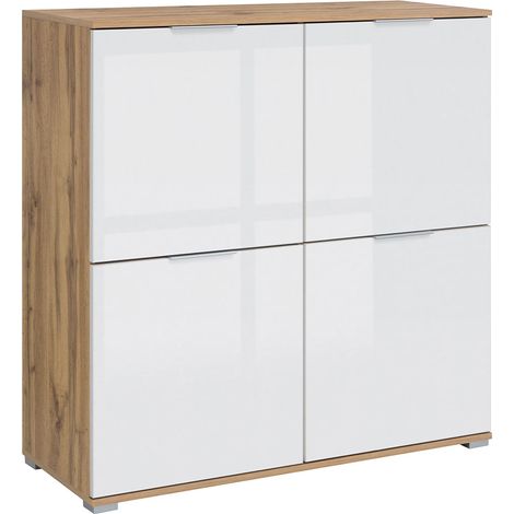 Buffet 4 ante Selma bianco e marrone 106cm (1/5)