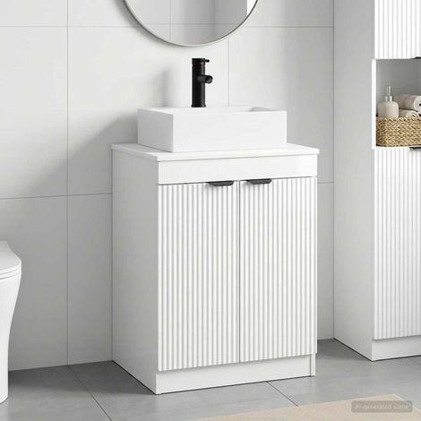 Irovami Ensemble de meubles de salle de bain blanc brillant (1/5)