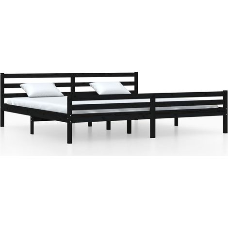 Maison Exclusive - Massivholzbett Schwarz 200x200 cm